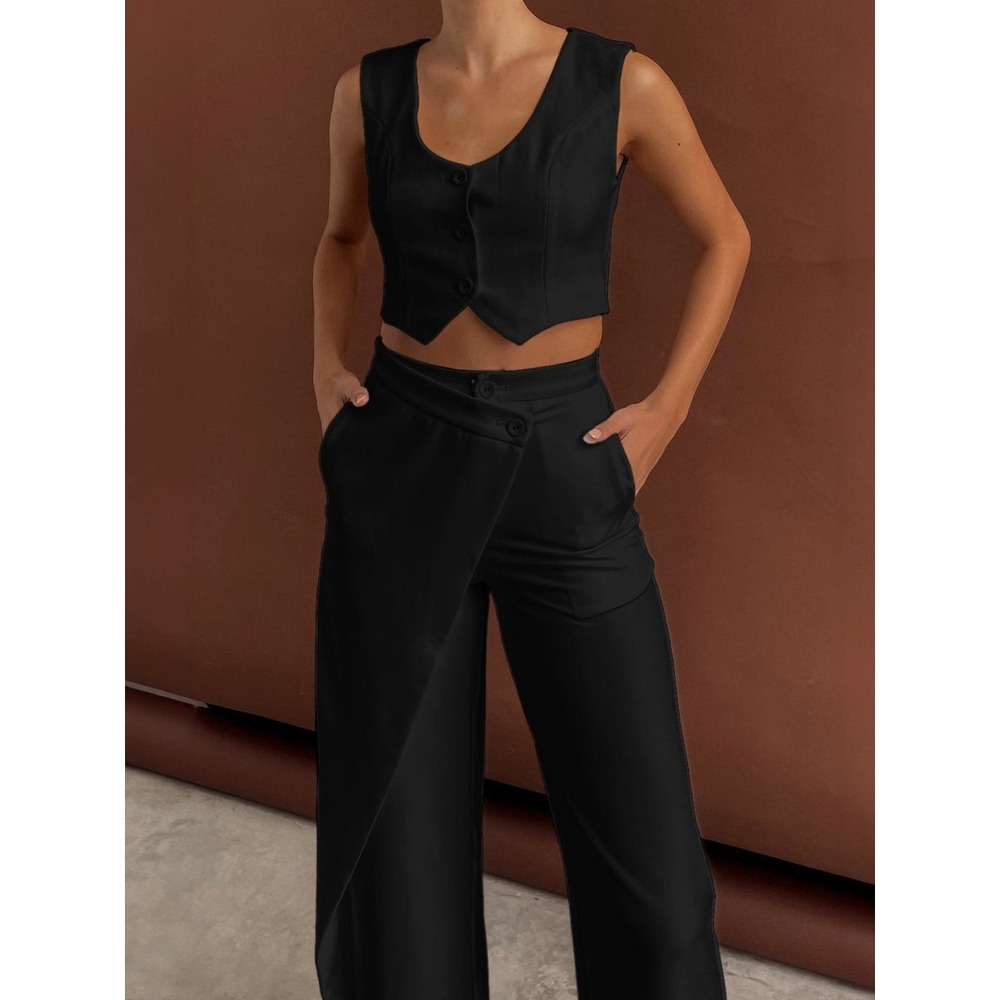 Commense‎ Solid Asymmetrical Straight Leg Pants S… - image 4